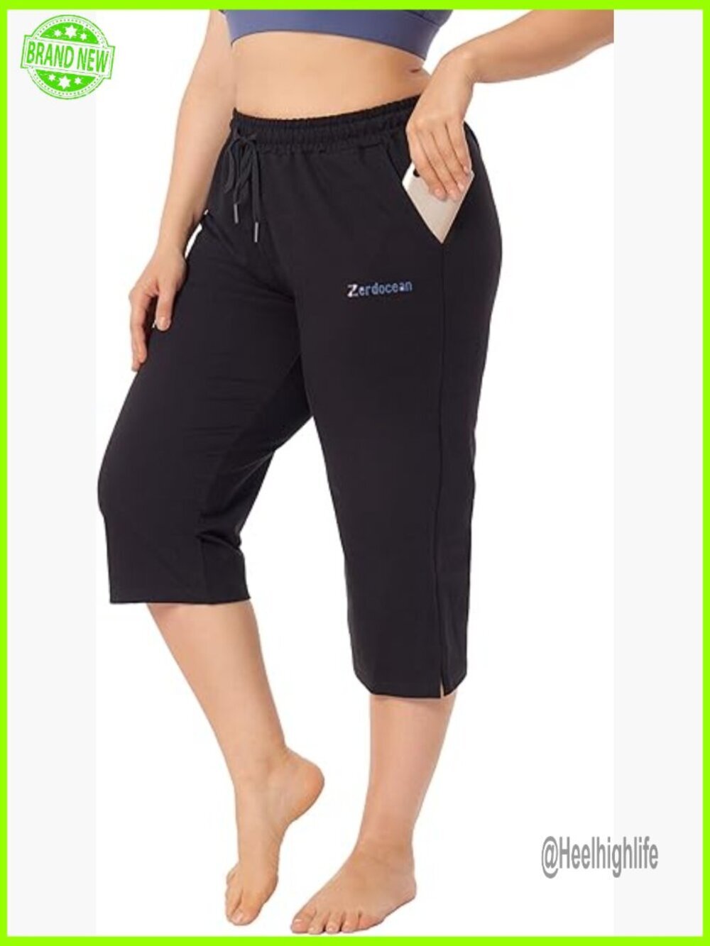 Plus Size Active Sweatpants with Pockets Drawstring Yoga Lounge Capri